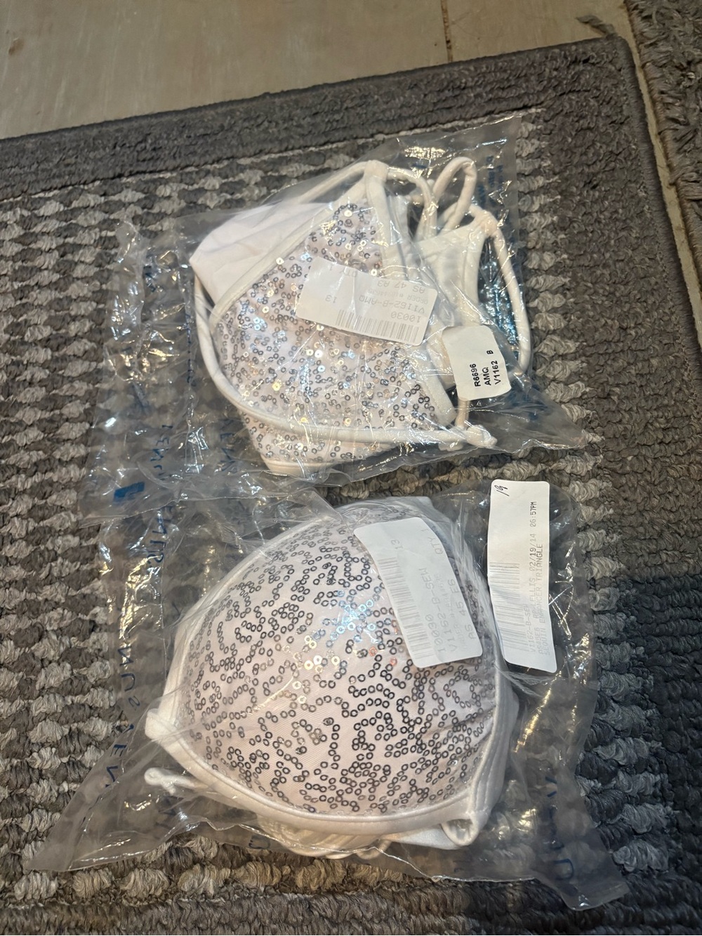 Sequin Embellished White bikini top and bottoms - Women apparel
